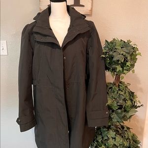 Dark gray Kirkland brand hooded trenchcoat size large